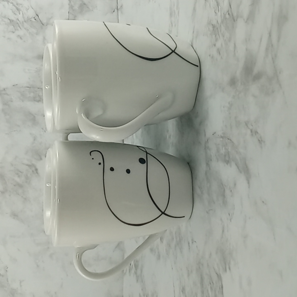 Tabletops Gallery Pescara ceramic  mugs  SET OF 4 white black dots lines